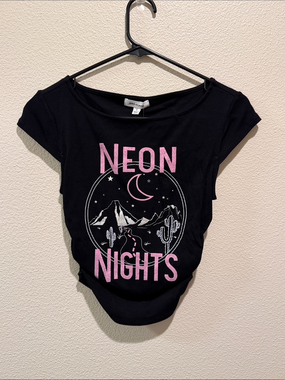 Neon Nights Graphic Tee - Black with Pink Print